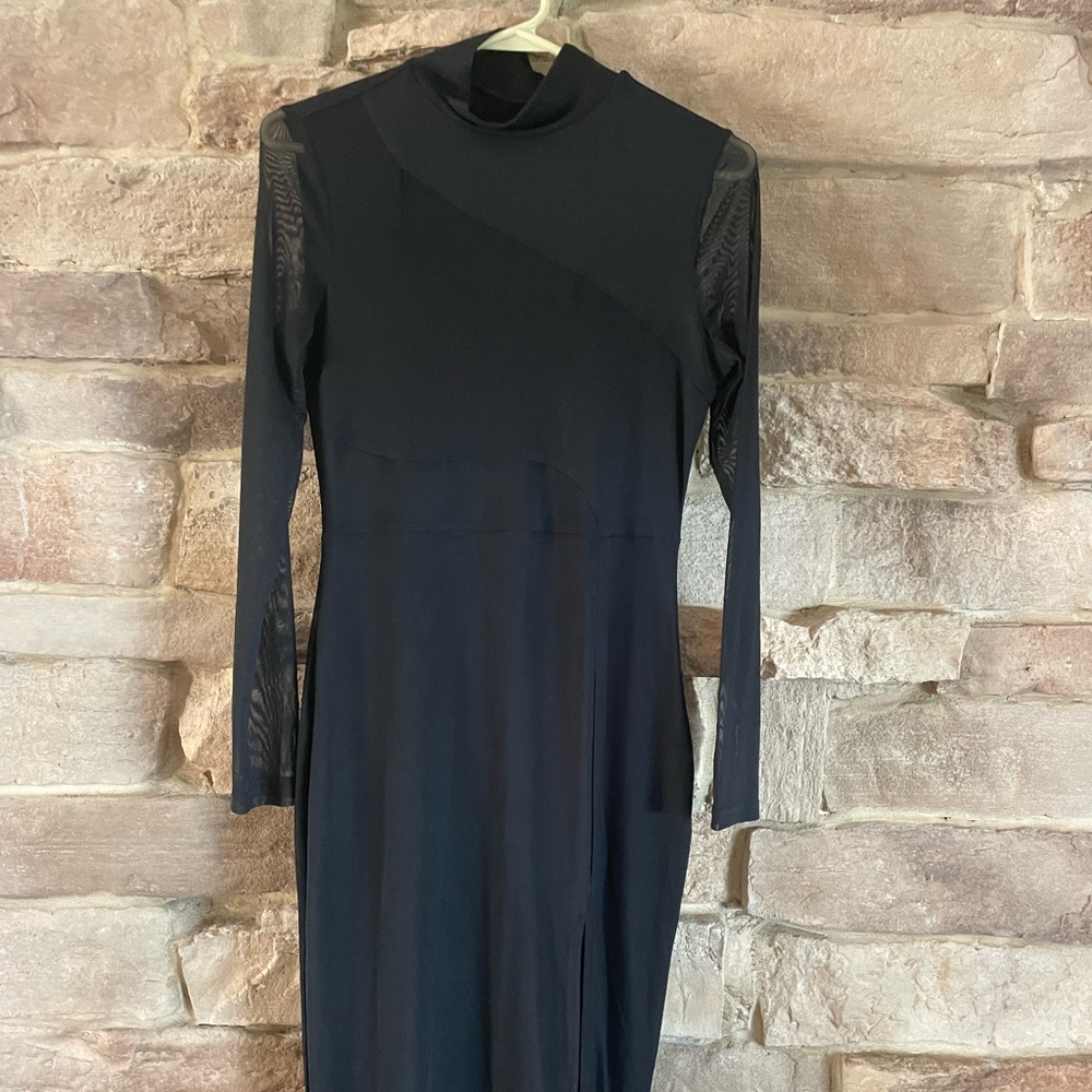 Long black mesh cider dress